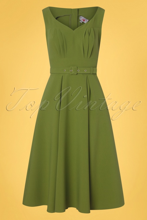 Miss Candyfloss - 50s Kesha Swing Dress in Moss Green