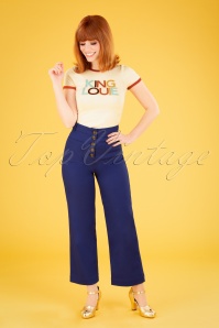 King Louie - 70s High Waisted Sturdy Pocket Pants in Dazzling Blue