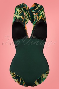 TC Beach - 50s Multiway Palm Leaves Swimsuit in Green 3