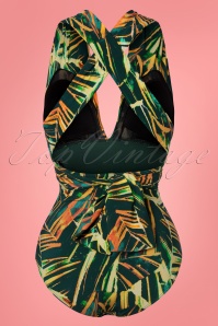 TC Beach - 50s Multiway Palm Leaves Swimsuit in Green 2