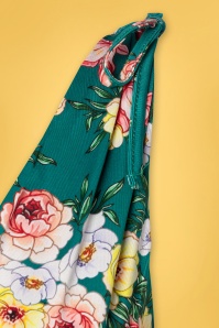 Vintage Chic for Topvintage - Casey Floral Jumpsuit Années 70 en Vert Canard 6