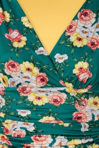 Vintage Chic for Topvintage - 70s Casey Floral Jumpsuit in Teal Green 5