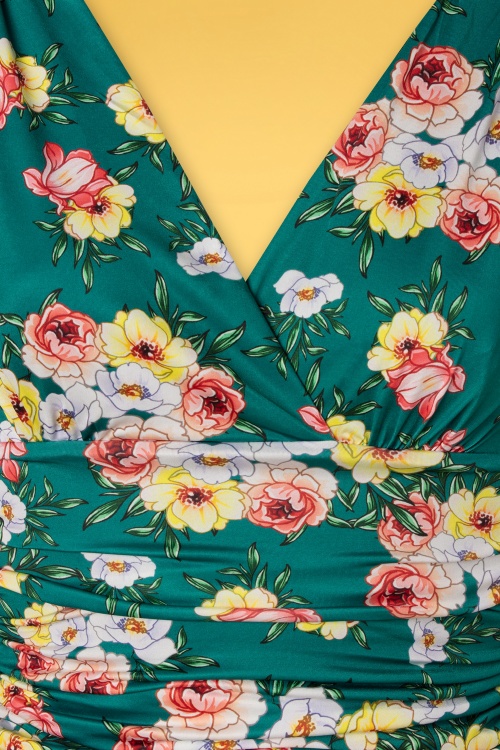 Vintage Chic for Topvintage - Casey Floral Jumpsuit Années 70 en Vert Canard 5