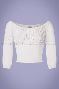 The Oblong Box Shop - 50s Tabitha Peasant Top in White