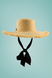 Collectif Clothing - Esther Straw Hat Années 50 en Naturel et Noir 2