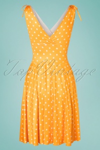 Vintage Chic for Topvintage - Grecian Polkadot jurk in geel en wit 2