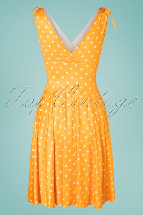 Vintage Chic for Topvintage - Grecian Polkadot jurk in geel en wit 2