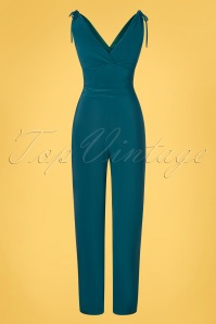 Vintage Chic for Topvintage - Casey jumpsuit in petrol blauw 2