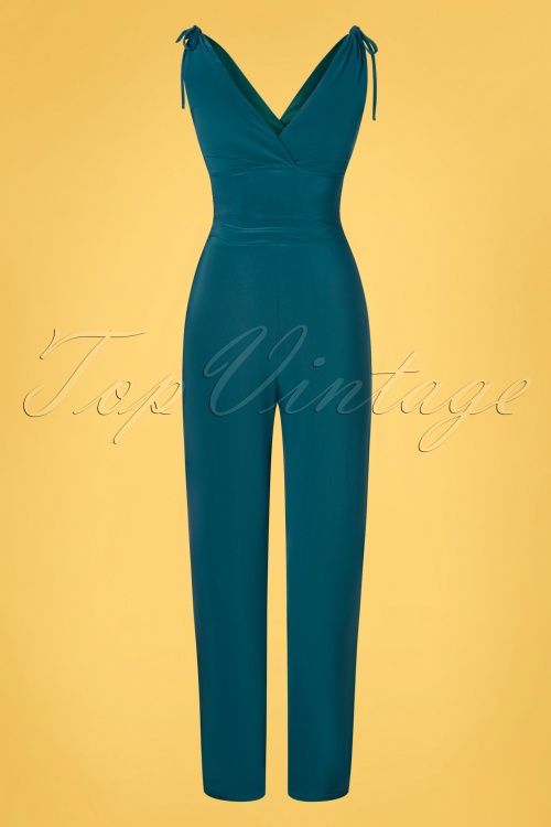 Vintage Chic for Topvintage - Casey Jumpsuit Années 70 en Bleu Pétrole 2
