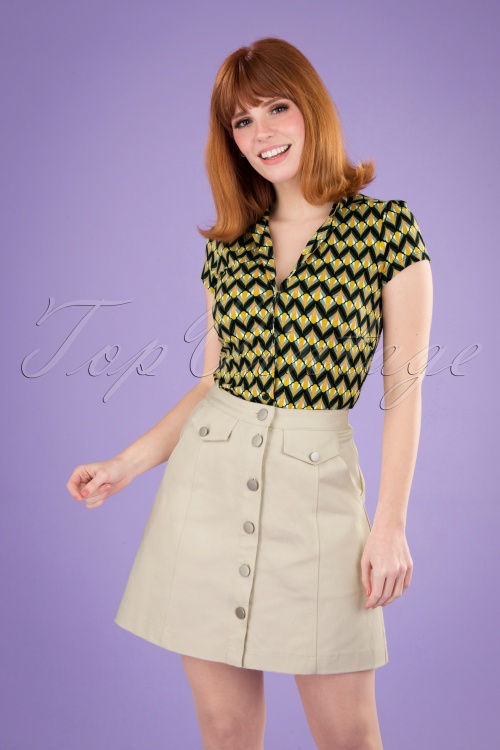 Louche - Neola Twill Mini Skirt Années 60 en Écru