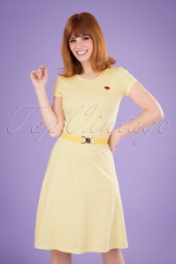 Mademoiselle YéYé - Oh Yeah gestreepte jurk in geel en wit