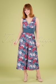 Paper Dolls - Beaufort culotte jumpsuit met bloemenprint in lavendelblauw