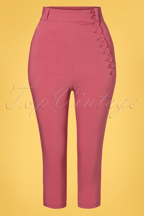 Miss Candyfloss - 50s Arya Punch High Waist Capri Pants in Rose Pink