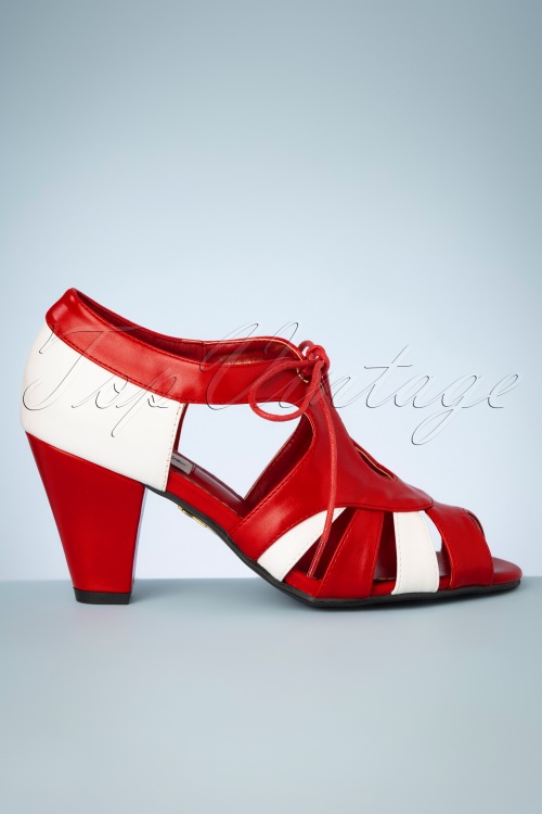 Lulu Hun - 30s Manila Pumps in Red and White 4