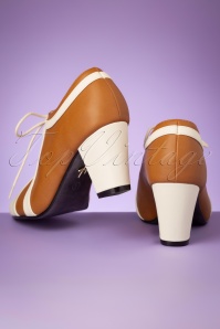 Lulu Hun - 40s Amelia Shoe Booties in Cognac and Cream 5
