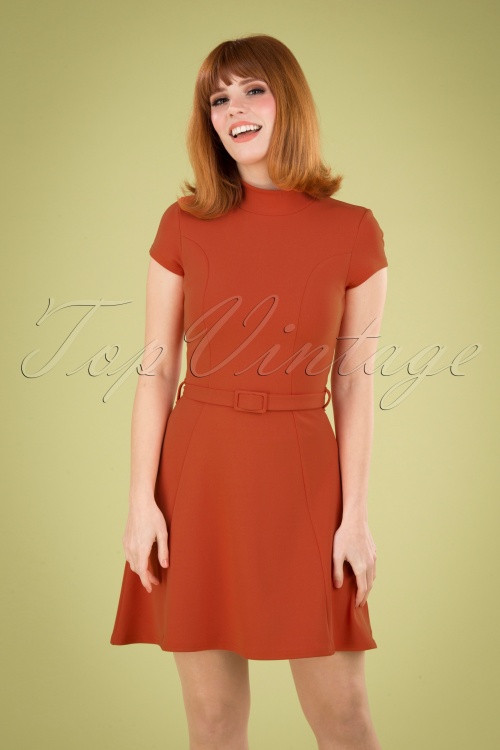 Vintage Chic for Topvintage - Brielle Swing Dress Années 60 en Orange Brique 2