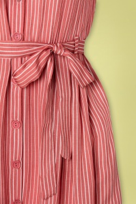 Wow To Go! - Ariane Stripes Dress Années 60 en Rose Églantine 5