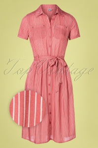 Wow To Go! - 60s Ariane Stripes Dress in Rosehip Pink