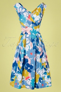 Emily and Fin - 50s Florence Asilah Floral Swing Dress in Blue 2