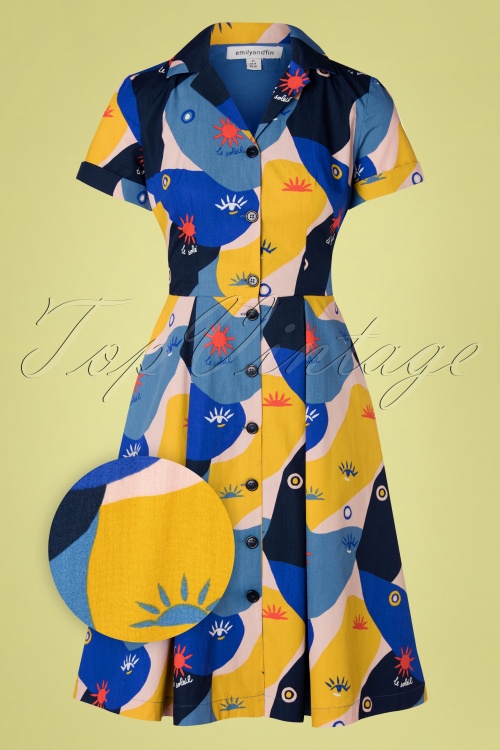 Emily and Fin - 50s Kate Jardin Soleil Shirt Dress in Multi