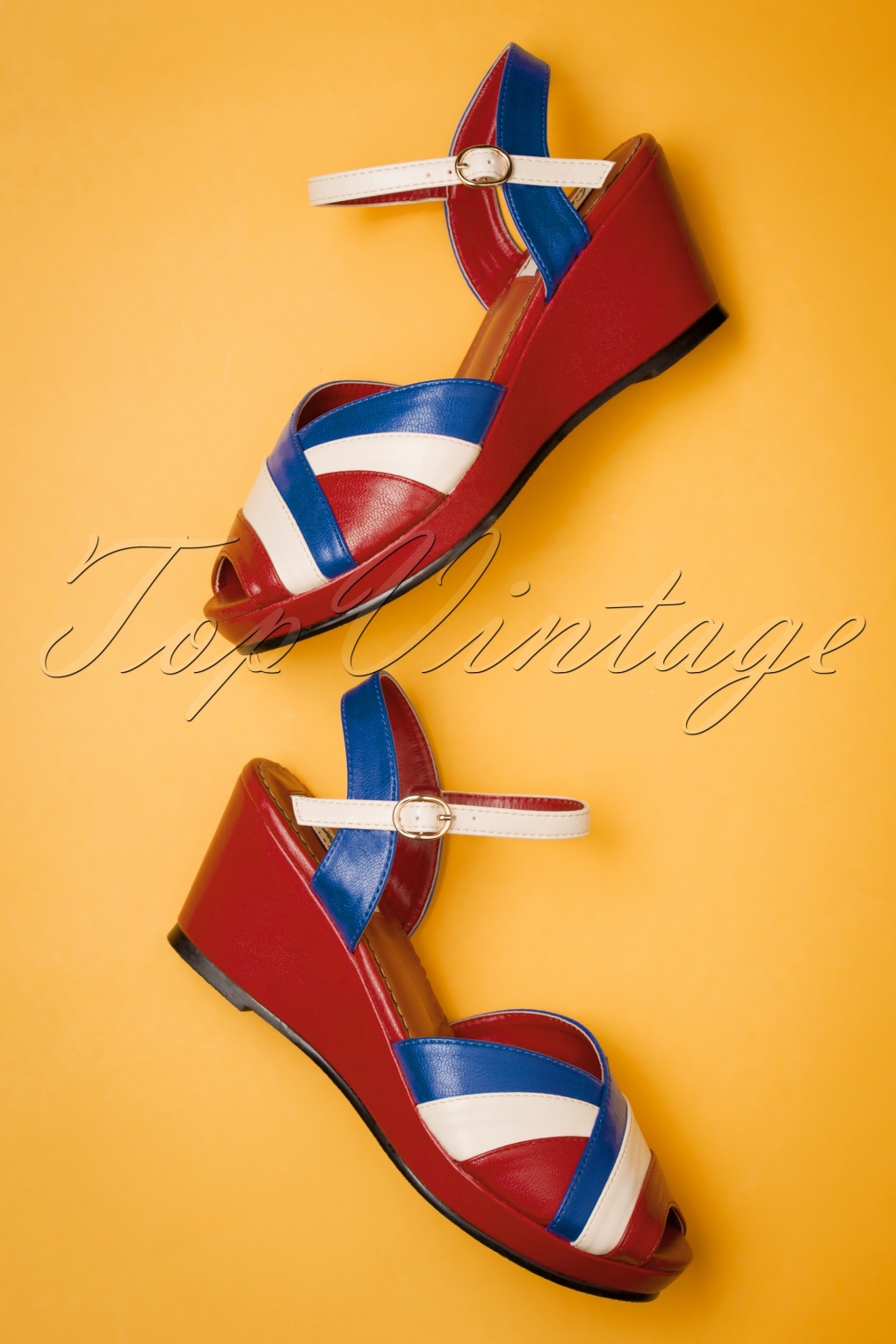 red white and blue wedge sandals