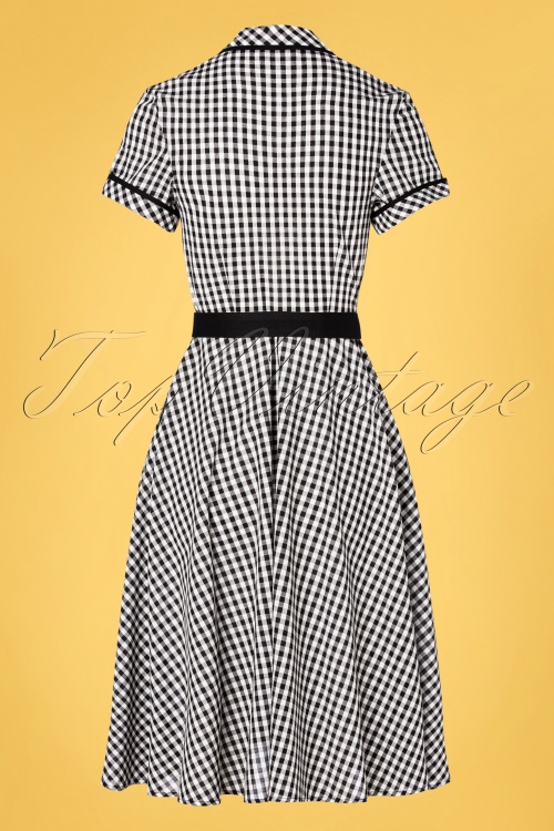Unique Vintage - I Love Lucy x UV Ethel swingjurk in zwart-wit BB-ruitje 4