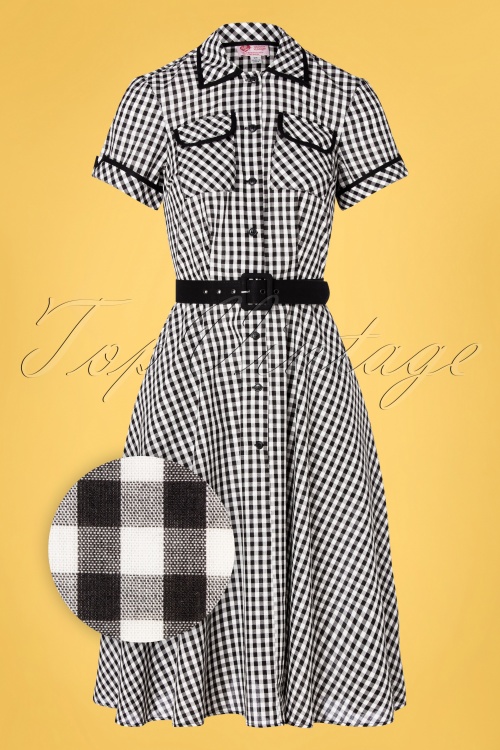 Unique Vintage - 50s I Love Lucy x UV Ethel Swing Dress in Black and White Gingham 2