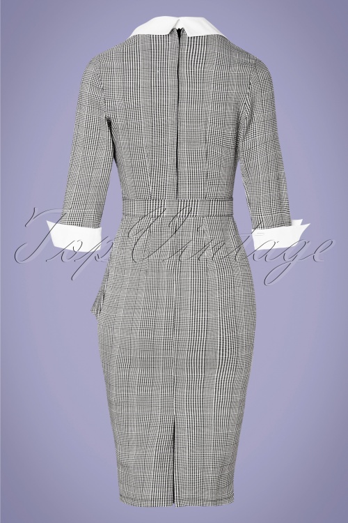 Unique Vintage - 50s I Love Lucy x UV TV Star Pencil Dress in Black and White Houndstooth 5