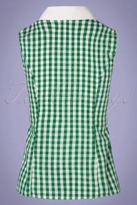 Unique Vintage - 60s Smak Parlour Go-Getter Blouse in Green and White Gingham 3