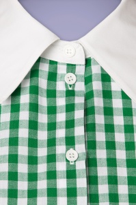 Unique Vintage - 60s Smak Parlour Go-Getter Blouse in Green and White Gingham 4