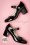 Lola Ramona - 60s Eve Vegan Patent Block Heel Pumps in Black 