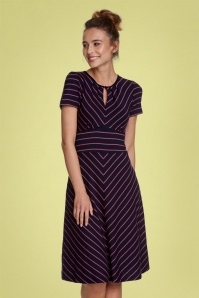 Vive Maria - 50s Rivage Stripes Dress in Navy and Red 2