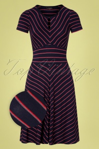 Vive Maria - 50s Rivage Stripes Dress in Navy and Red