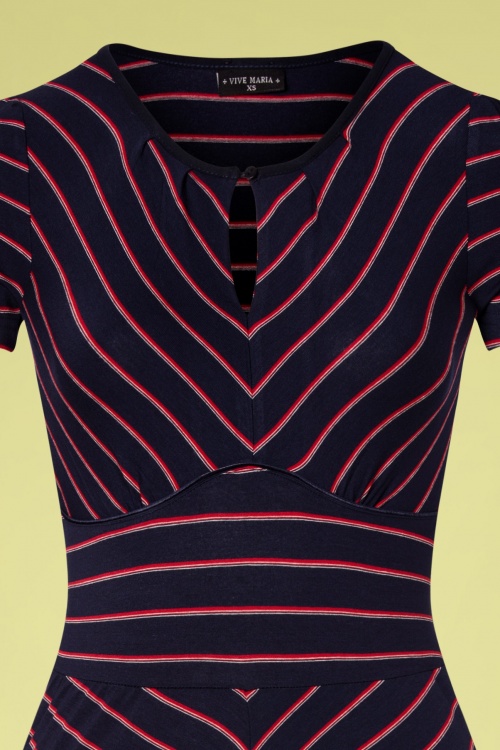 Vive Maria - 50s Rivage Stripes Dress in Navy and Red 3