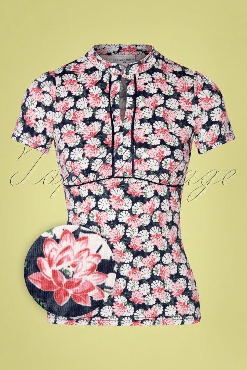Vive Maria - 60s Asia Lilly Shirt in Floral Blue