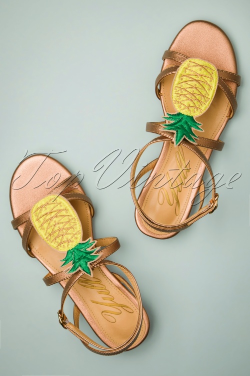 Yull - 60s Herm Pineapple Leather Sandals in Rose