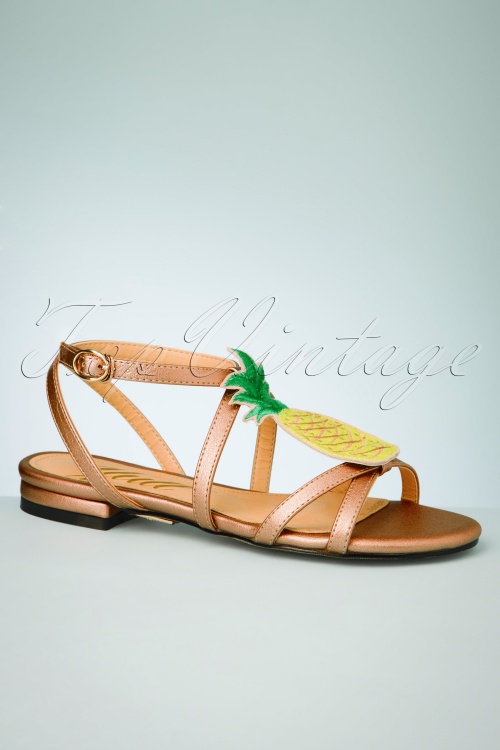 Yull - Herm Pineapple Leather Sandals Années 60 en Rose 2