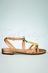 Yull - Herm Pineapple Leather Sandals Années 60 en Rose 5