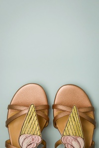 Yull - 60s Herm Ice Cream Leather Sandals in Rose 3