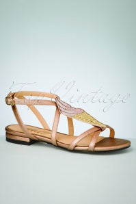 Yull - 60s Herm Ice Cream Leather Sandals in Rose 2