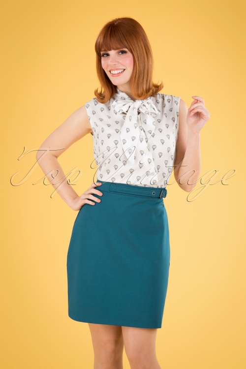 4FunkyFlavours - 60s Nobody Can Be You Skirt in Petrol Blue