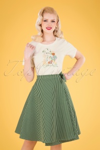 Banned Retro - 50s Stripes And Ripe Wrap Swing Skirt in Green