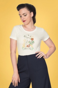 Banned Retro - Floral Lady T-Shirt Années 50 en Blanc 4