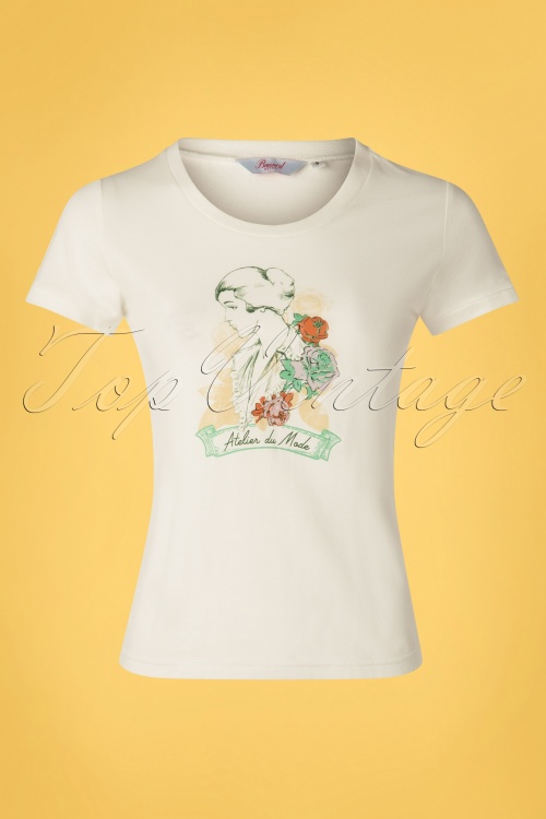 Banned Retro - Floral Lady T-Shirt Années 50 en Blanc 2