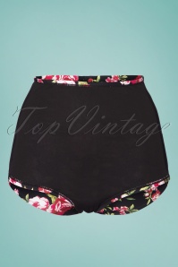 Unique Vintage - Oceanside high waist bikini broekje met bloemenprint in zwart 9