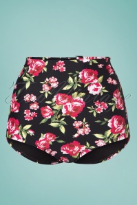Unique Vintage - Oceanside high waist bikini broekje met bloemenprint in zwart 3