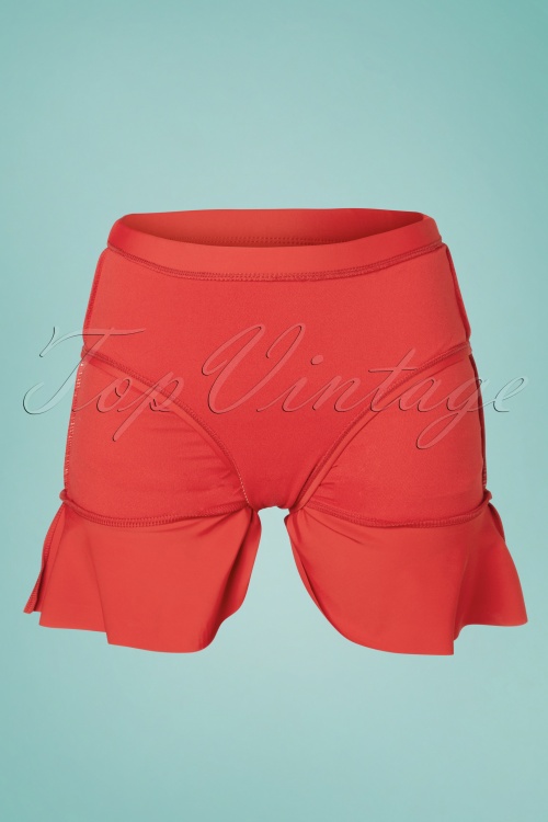 Unique Vintage - Alice skirted high waist bikini broekje in rood 8