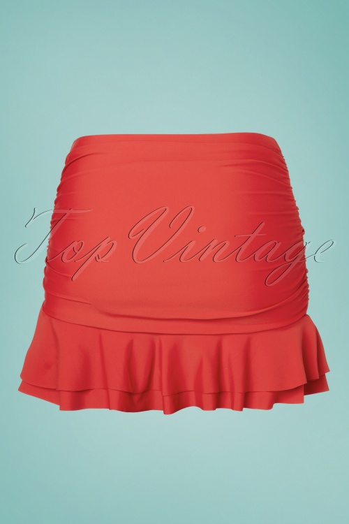 Unique Vintage - Alice skirted high waist bikini broekje in rood 7