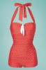 Unique Vintage 33264 Swimsuit Pismo Red Polkadots Bow 200401 004W