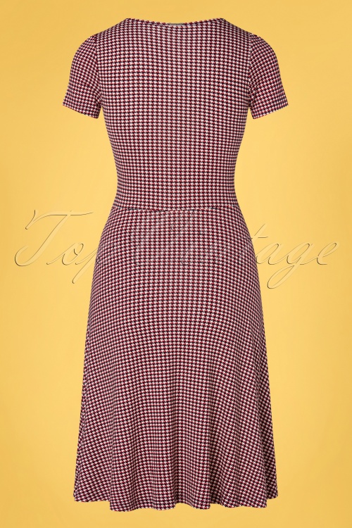 Vive Maria - 50s Miss Lilou Houndstooth Dress in Navy and Red 2
